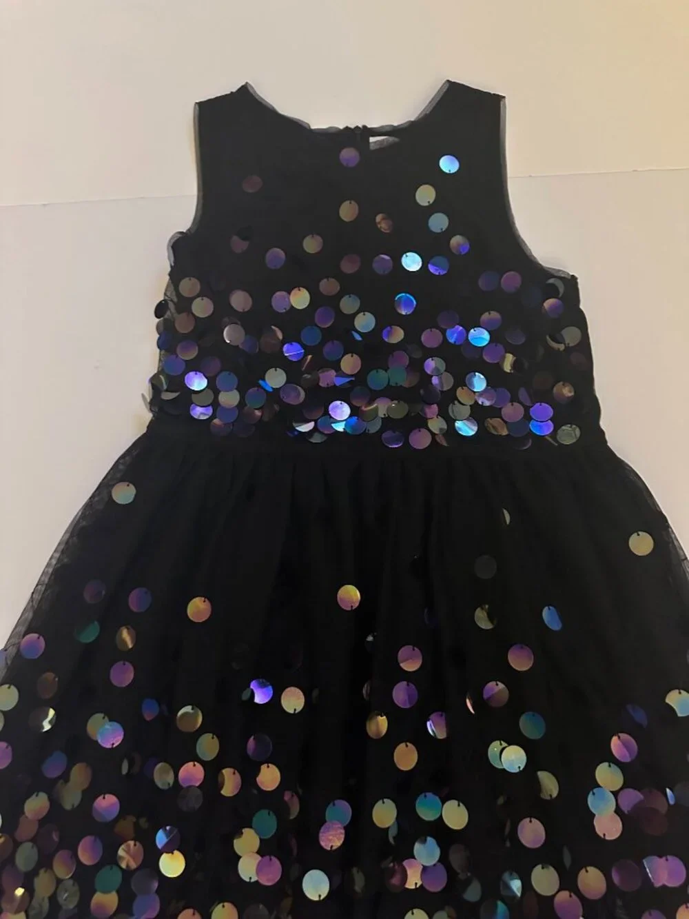 Cat & Jack Girls Black Sequins Tulle Party Dress Size 14/16 Sleeveless